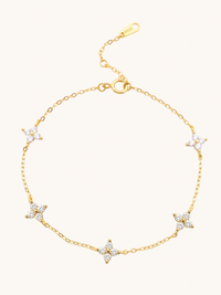 Front View of Irene Star Charm Bracelet Adjustable Length 18k Gold Plated 925 Sterling Silver 7.5 inches 1.4gms