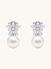 Front View of Belle Pearl Drop Earrings Jewelry for Pierced Ears 925 Sterling Silver 19.86 mm 5.4gms