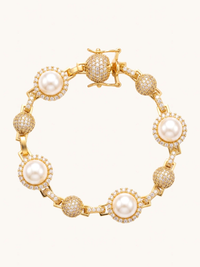 Front View of Alvera Pearl Bracelet Comfort Fit 18K Gold Plated Brass 1.5 cm 28.4gms Mix Metal