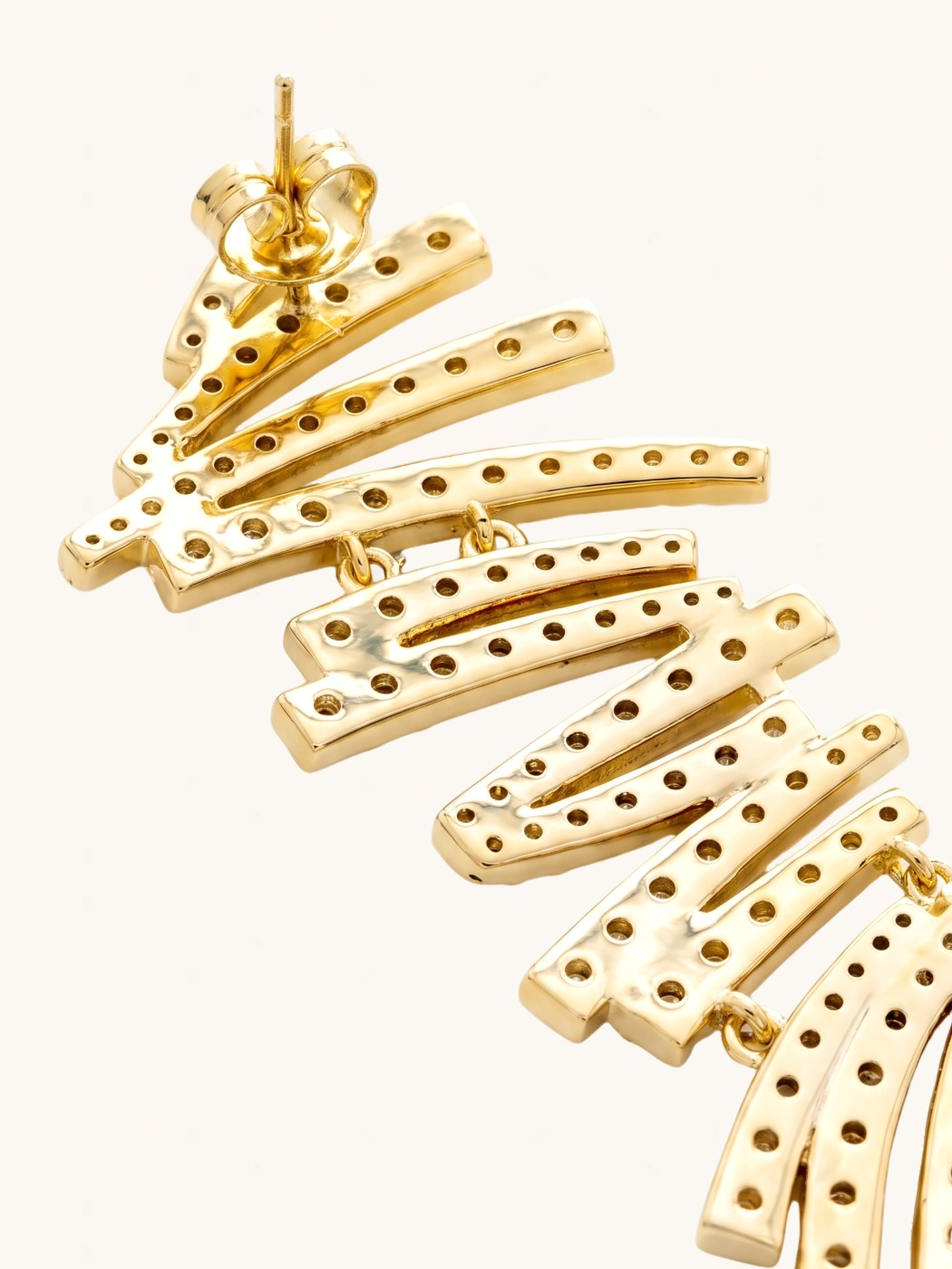 Rear View of Ayla Chandelier Earrings Jewelry for Pierced Ears Gold Plated Copper 18k 925 Sterling Silver One Size 18gms