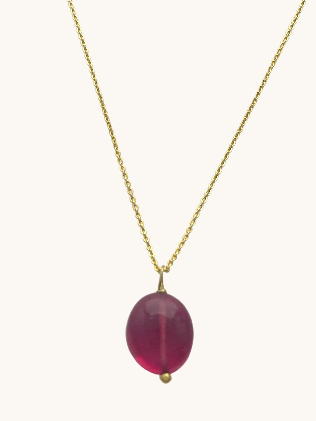 Front View of Gold-Plated Tumble Stone Pendant Necklace Fixed Length 18k Gold Plated 925 Sterling Silver Metal One Size 3.3gms