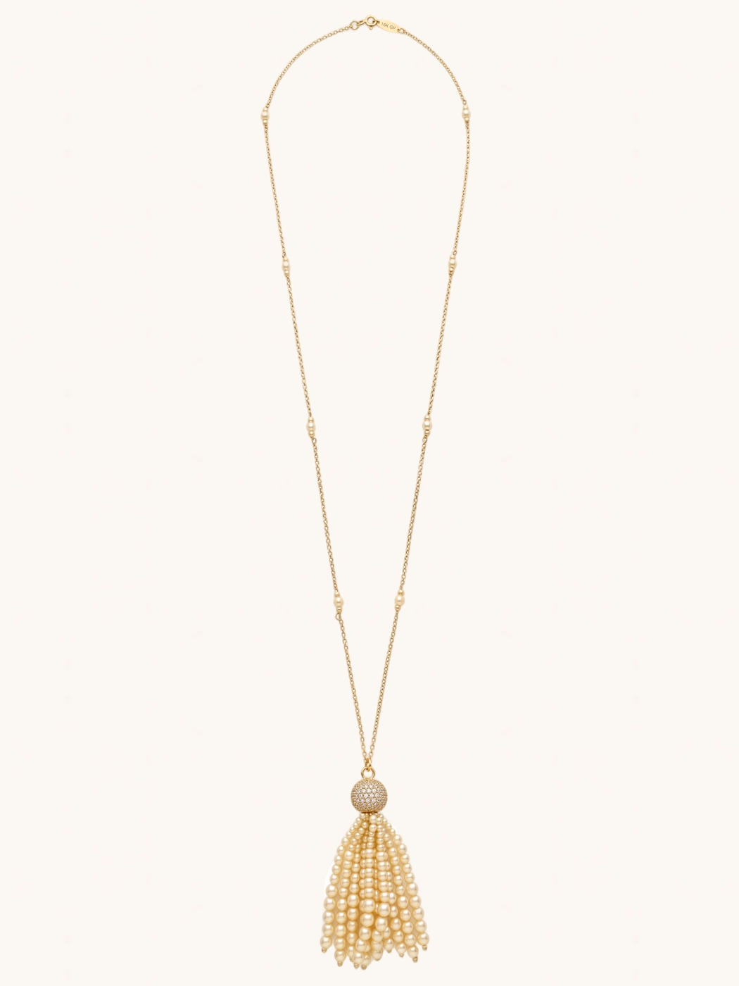 Rear View of Selina Pearl Tassel Necklace Fixed Length 18k Gold Plated 925 Sterling Silver Brass One Size 23.3gms