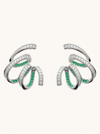 Front View of Zarifah Ribbon Earrings in Sterling Silver Jewelry for Pierced Ears 925 Metal Stone One Size 7.6gms