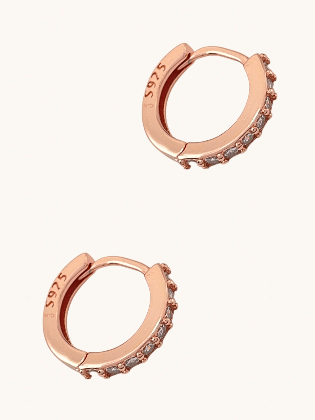 Rear View of Lana Huggie Hoop Earrings in Sterling Silver with 18K Rose Gold Plating Jewelry for Pierced Ears 18k Plated 925 Metal Stone One Size 1.9gms