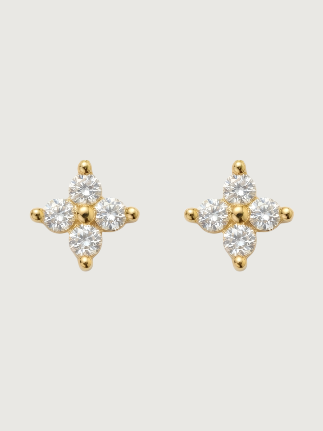Front View of Irene Star Stud Earrings in 18K Gold Plated Sterling Silver Jewelry for Pierced Ears 18k 925 0.6gms