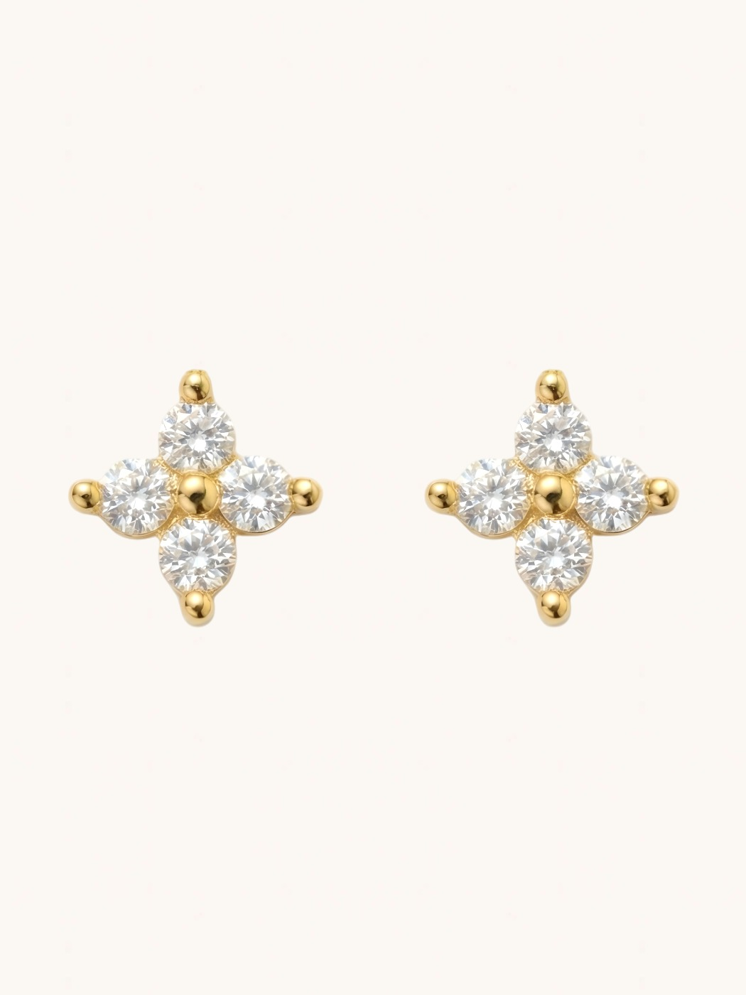 Front View of Irene Star Stud Earrings in 18K Gold Plated Sterling Silver Jewelry for Pierced Ears 18k 925 0.6gms