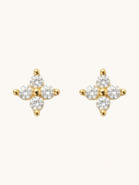 Front View of Irene Star Stud Earrings in 18K Gold Plated Sterling Silver Jewelry for Pierced Ears 18k 925 0.6gms