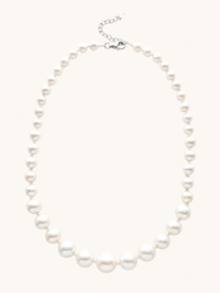 Front View of Nura Graduating Pearl Necklace Adjustable Length 925 Sterling Silver 23 inches 69gms