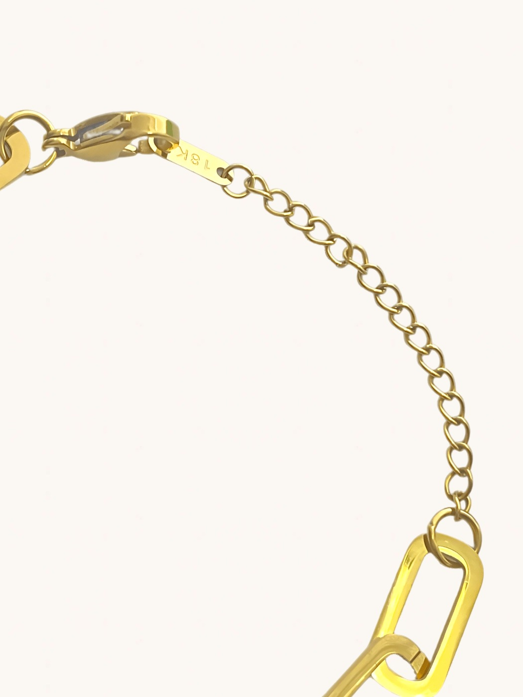 Rear View of Clarisse Chunky Paperclip Bracelet in 18k Gold-Plated Metal Adjustable Length Gold Plated Steel | Hypoallergenic Tarnish Resistant Sweat Water Eco - Friendly 7 inches 8.3gms