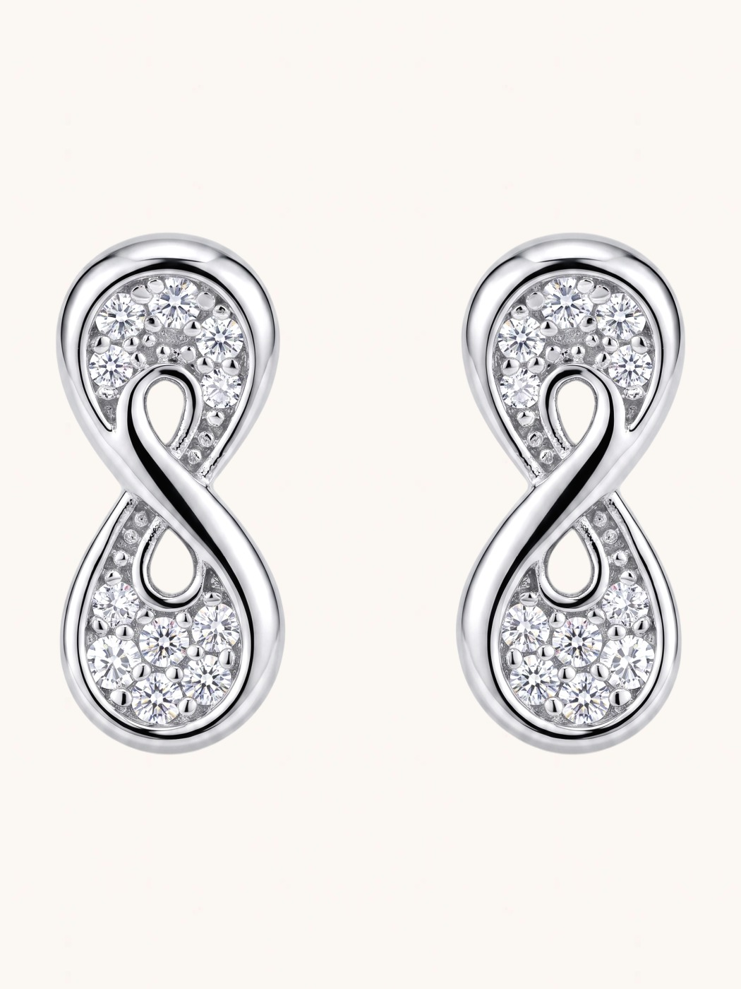 Front View of Anello Infinito Stud Earrings Jewelry for Pierced Ears 925 Sterling Silver One Size 1.8gms
