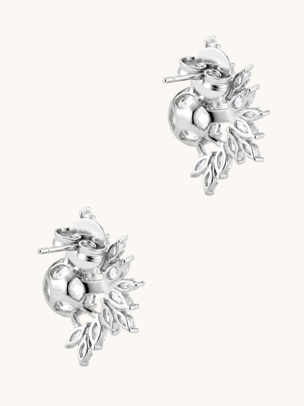 Rear View of Avita Pearl Stud Earrings Regular Post / Pin & Push in 925 Sterling Silver Stamp Marked One Size 5.9gms