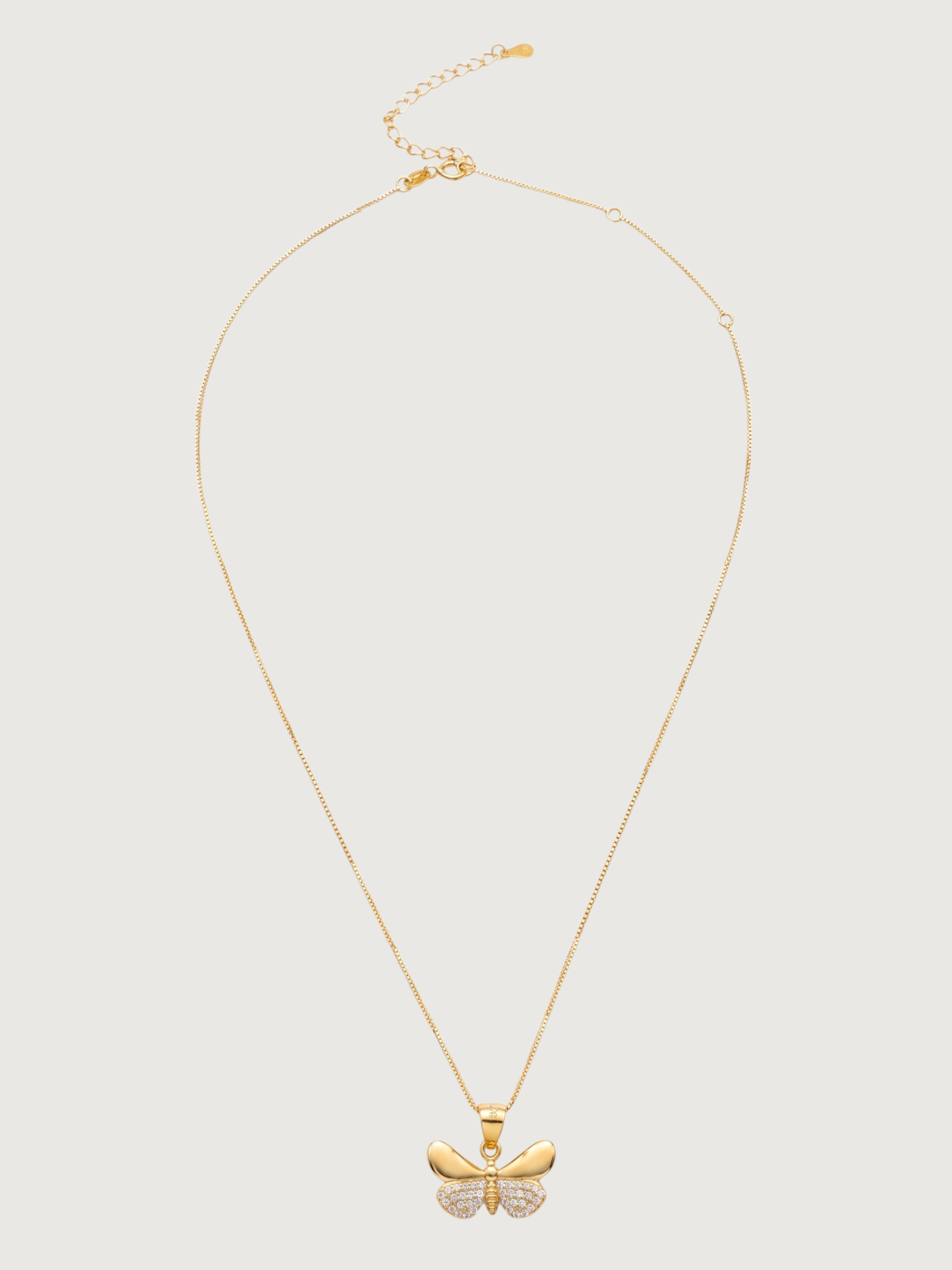 Rear View of Aara Butterfly Pendant Necklace Adjustable Length 18k Gold Plated 925 Sterling Silver One Size 2.7gms