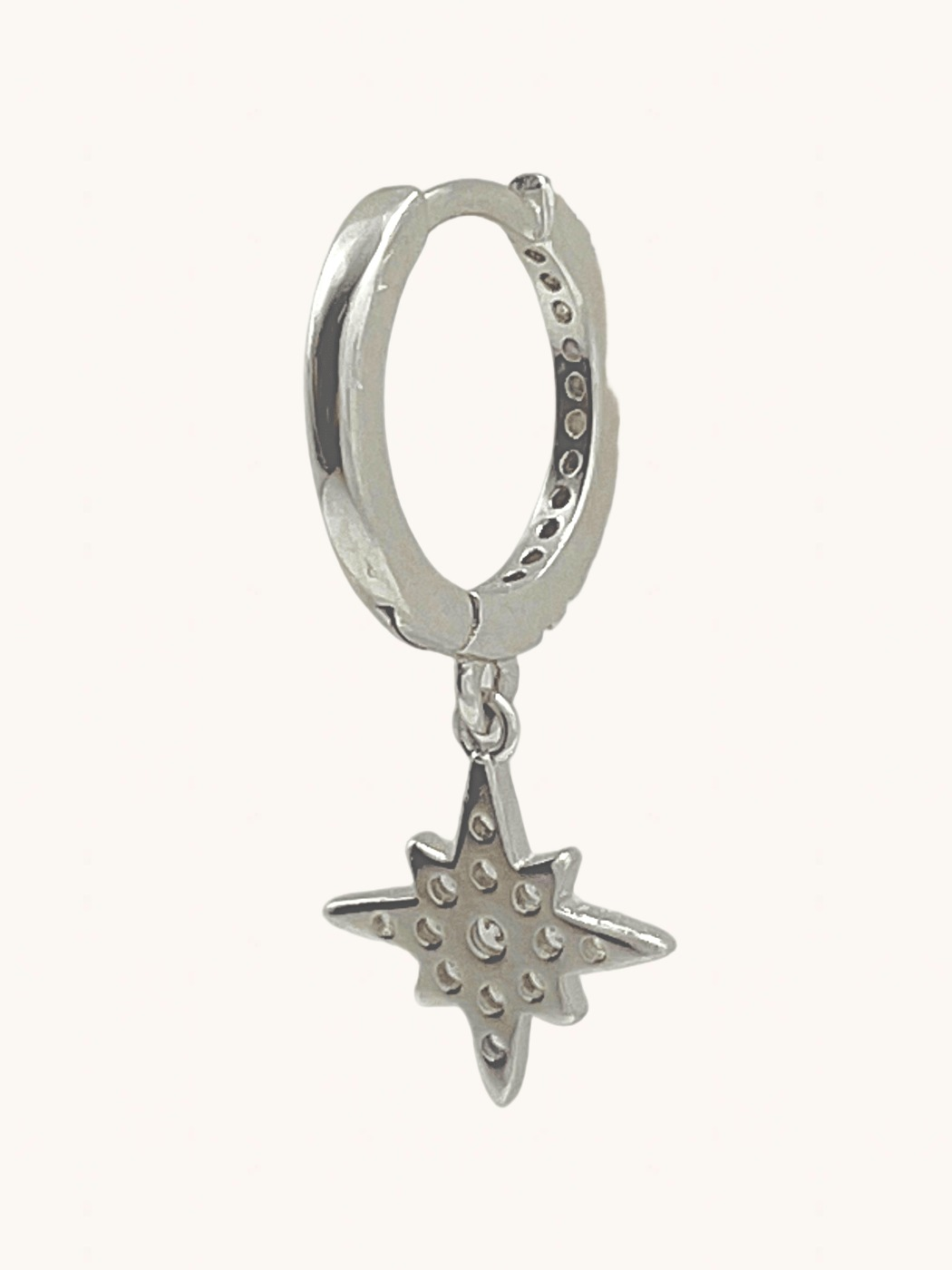 Rear View of Stella Star Single Earring in Sterling Silver Jewelry for Pierced Ears 925 Metal Stone One Size 0.7gms