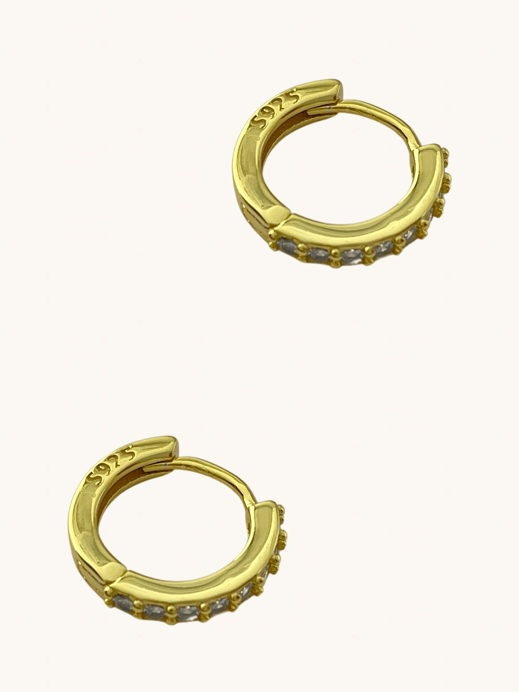 Rear View of Lana Huggie Hoop Earrings in Sterling Silver with 18K Gold Plating Jewelry for Pierced Ears 18k Plated 925 Metal Stone One Size 2gms