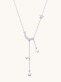 Front View of Alia Lariat Necklace Adjustable Length 925 Sterling Silver 17 inches 2.1gms