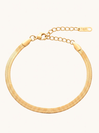 Front View of Raia Waterproof Bracelet Adjustable Length 18k Gold Plated Steel | Hypoallergenic Tarnish Resistant Sweat Water Eco - Friendly One Size 3.5gms