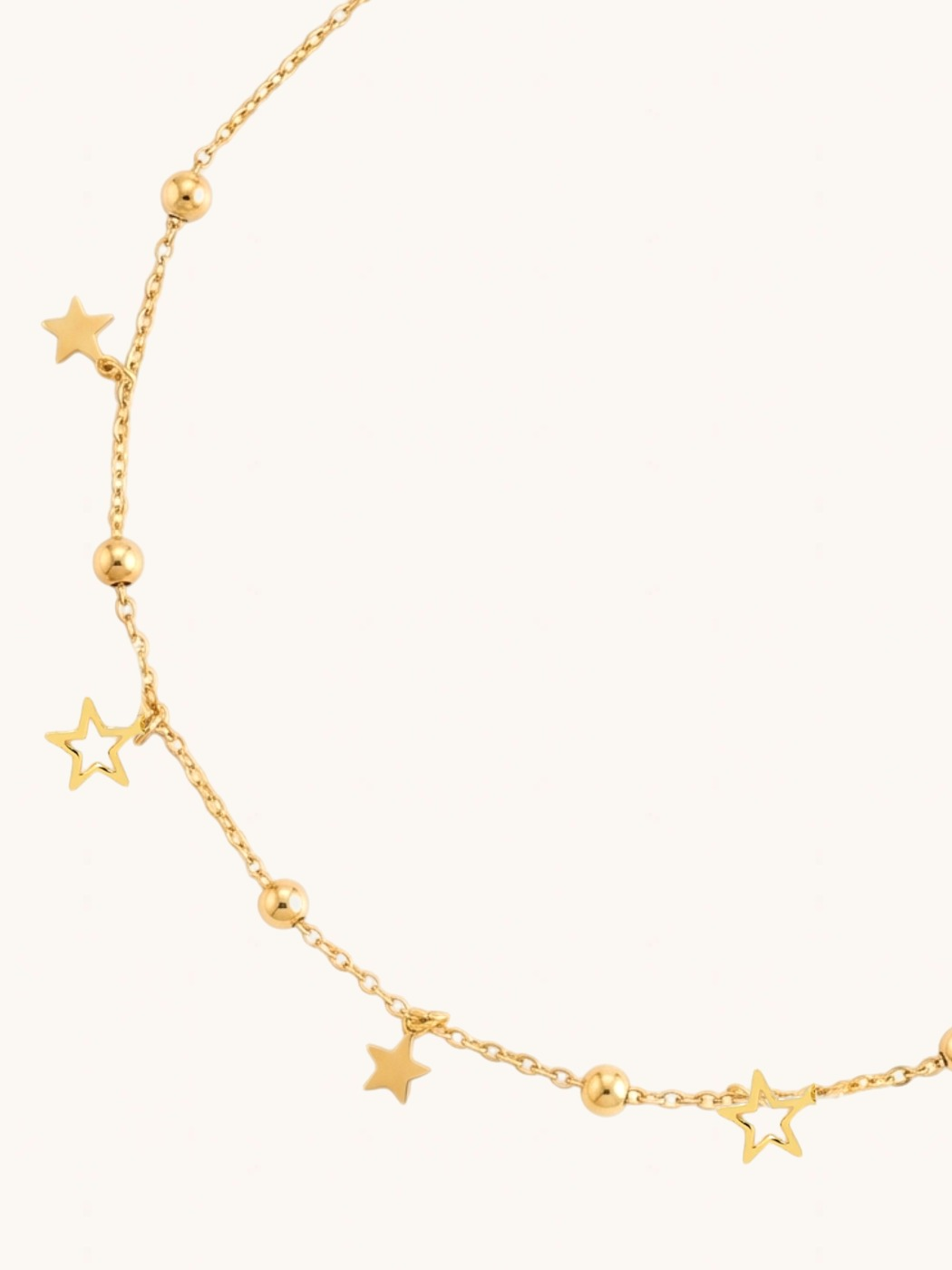 Rear View of Stella Star Anklet Comfort Fit 18k Gold Plated 925 Sterling Silver 9 inches 1.9gms