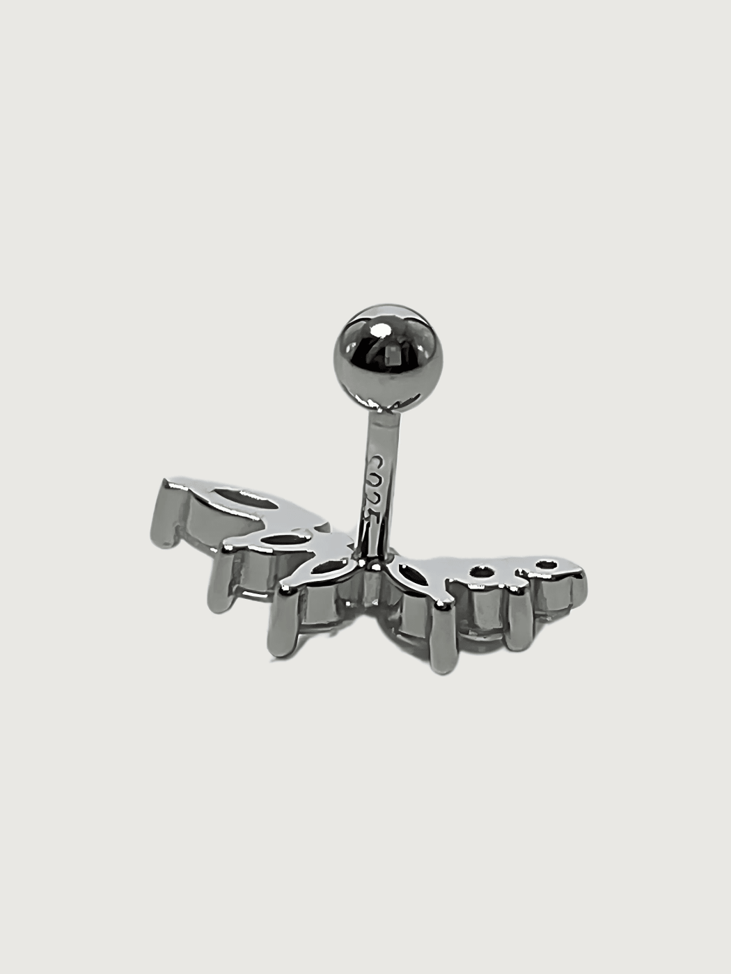 Rear View of Kylie Single Stud Earring in 925 Sterling Silver Jewelry for Pierced Ears Metal Stone One Size 0.5gms