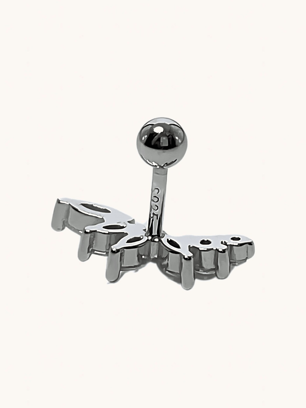 Rear View of Kylie Single Stud Earring in 925 Sterling Silver Jewelry for Pierced Ears Metal Stone One Size 0.5gms