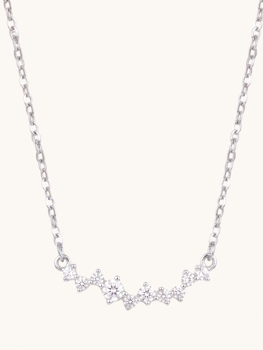 Front View of The Regal Row Necklace-Silver Comfort Fit 925 Sterling Silver One Size 1gms