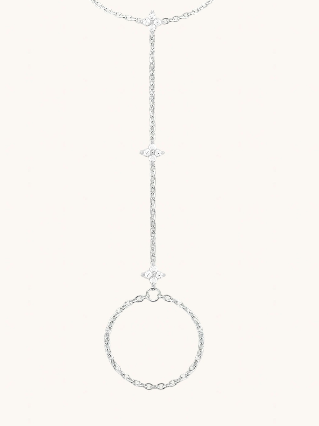 Closeup of Irene Star Hand Chain Bracelet in 925 Sterling Silver Comfort Fit One Size 1.5gms