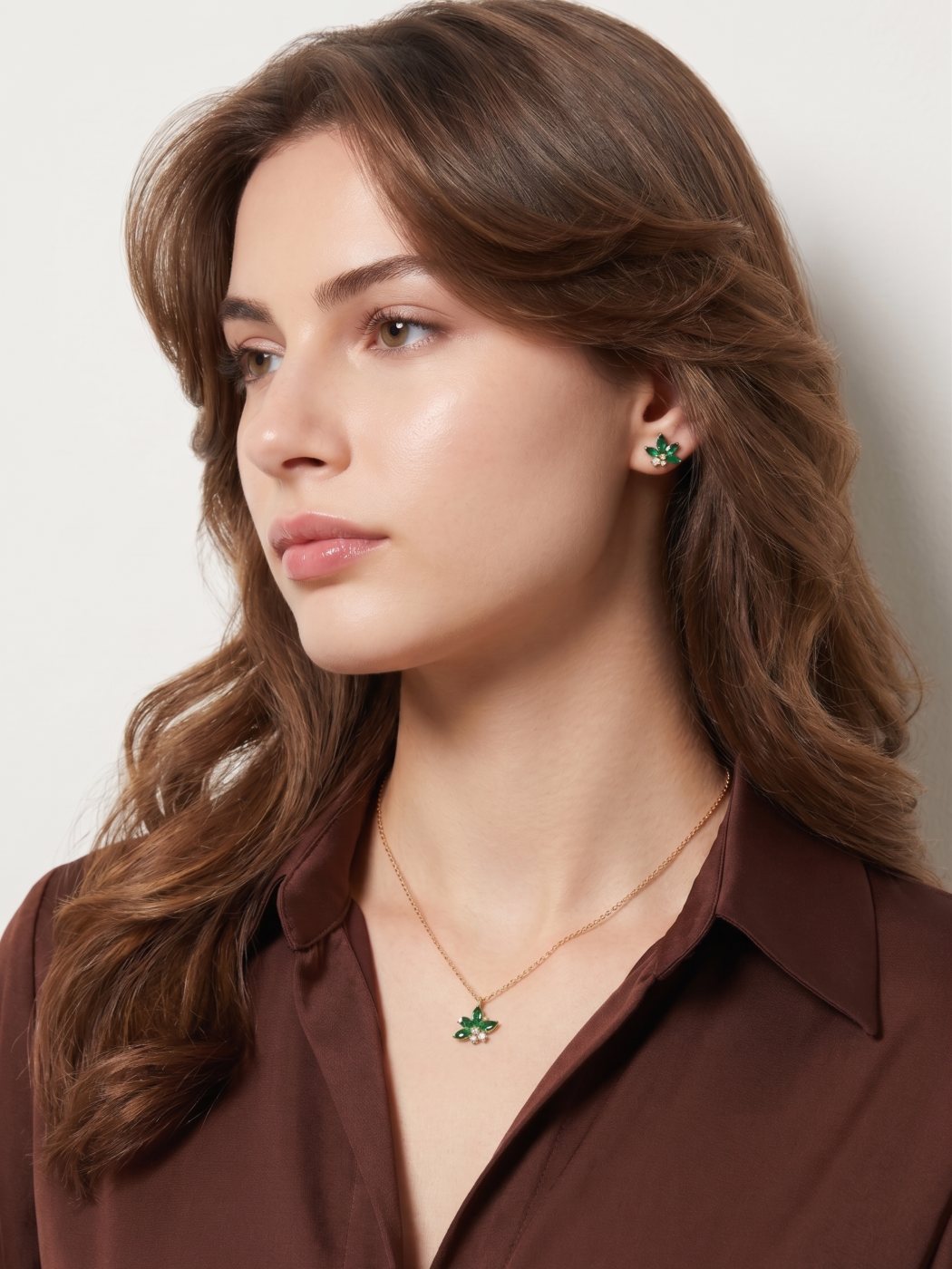 Model Wearing Jayda Pendant Necklace Adjustable Length 18k Gold Plated Steel | Hypoallergenic Tarnish Resistant Sweat Water Eco - Friendly One Size 2.5gms Stainless