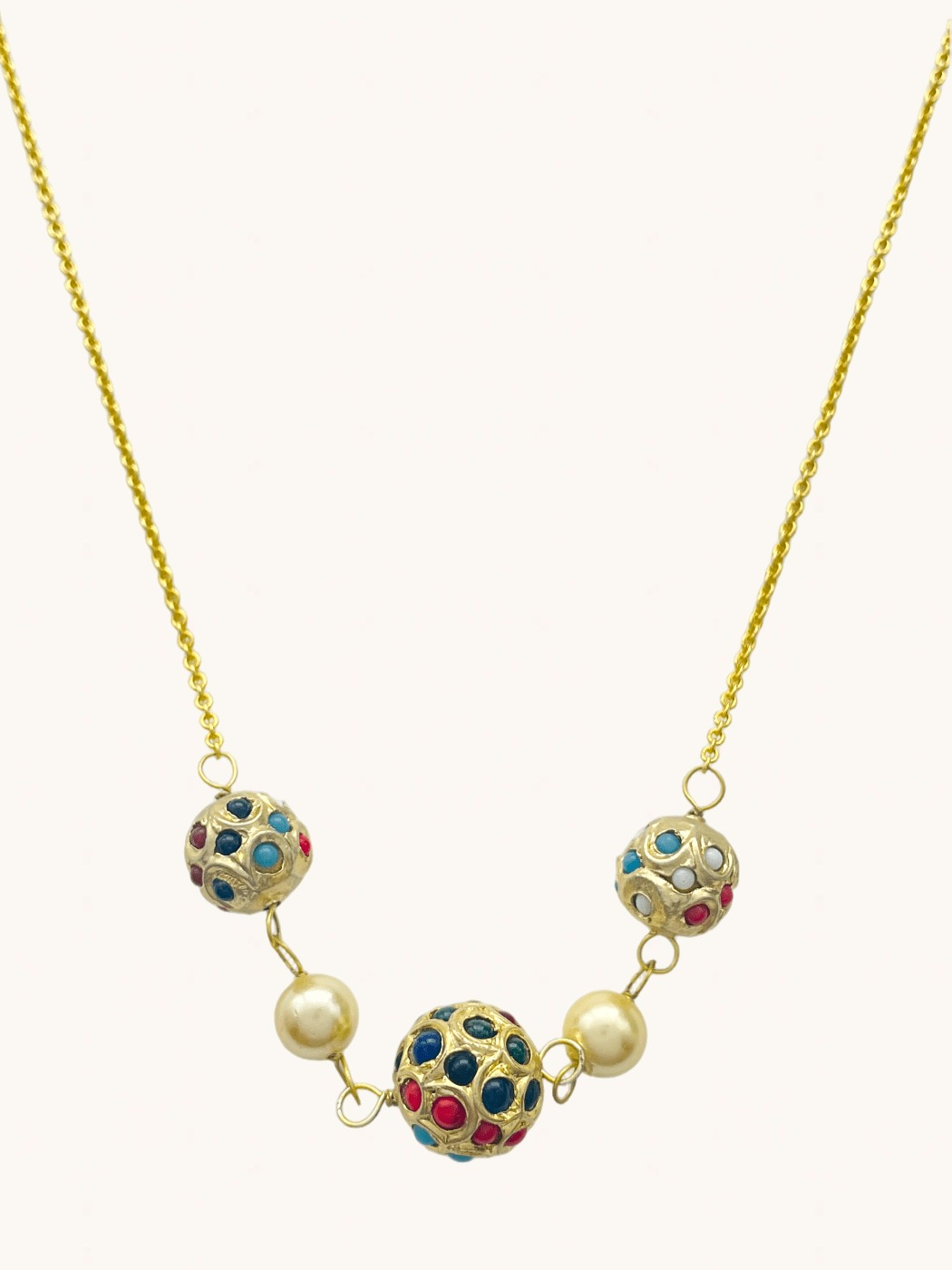 Front View of Neda Necklace in 18K Gold Plated Sterling Silver Adjustable Length 18k 925 Brass Metal Stone One Size 7.2gms