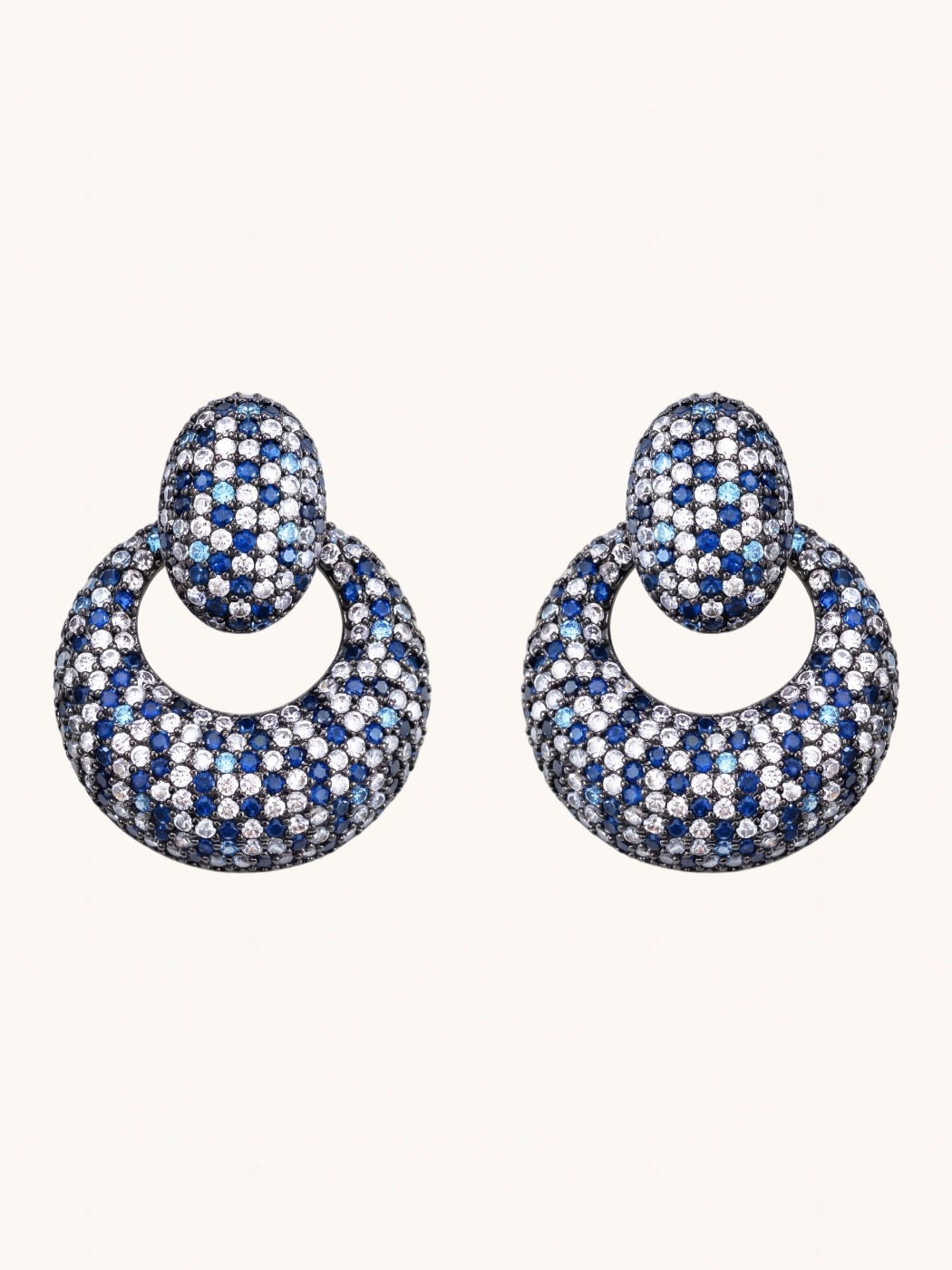 Front View of Soraya Blue Double Drop Earrings in Plated Metal Jewelry for Pierced Ears Copper 4 cm 23.1gms