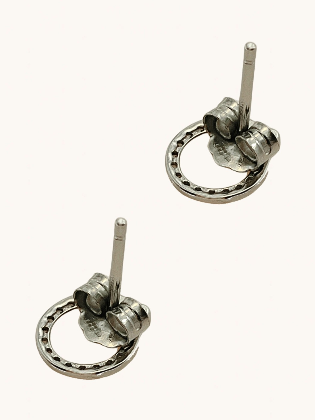 Rear View of Charmaine Circle Stud Earrings in Sterling Silver Jewelry for Pierced Ears 925 Metal Stone One Size 1.2gms