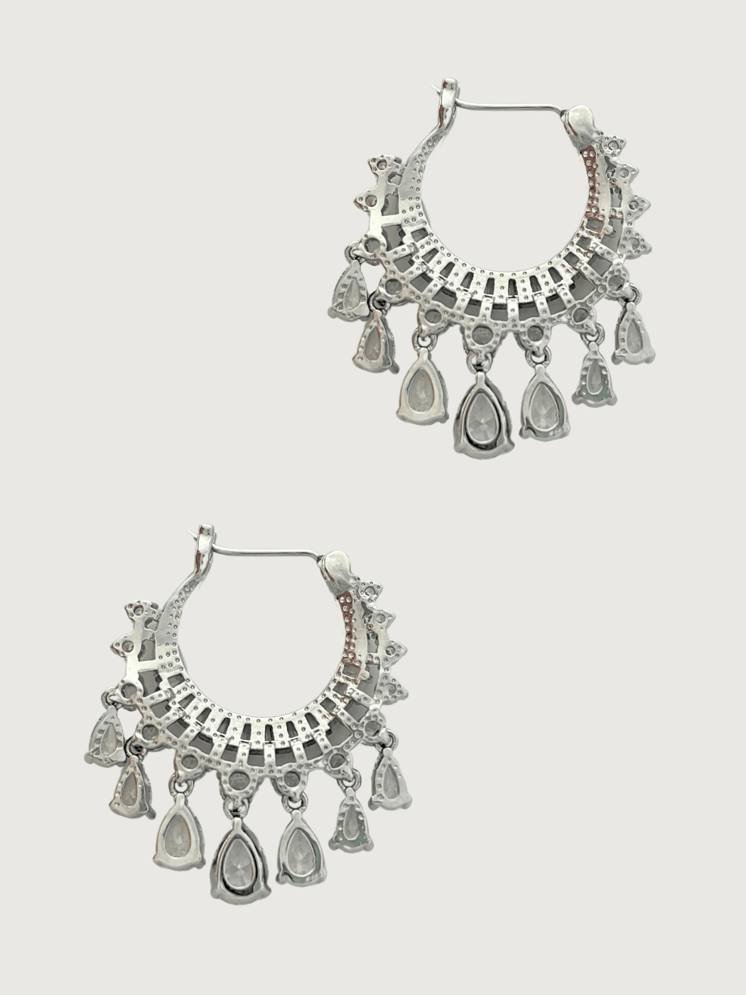 Rear View of Samra Sparkle Earrings in Rhodium Plated Metal Jewelry for Pierced Ears Stone Brass 925 Sterling Silver One Size 10.1gms Copper