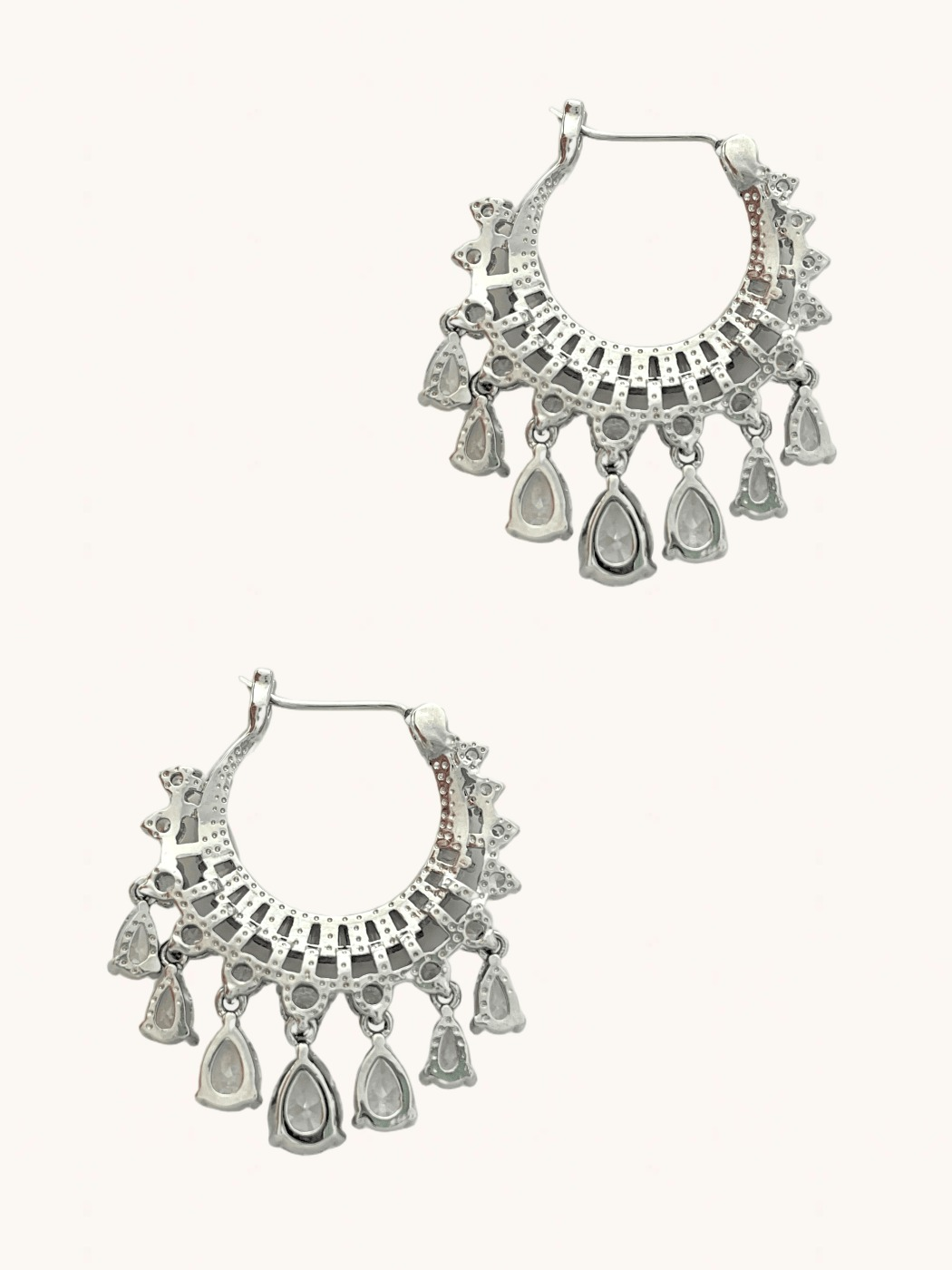 Rear View of Samra Sparkle Earrings in Rhodium Plated Metal Jewelry for Pierced Ears Stone Brass 925 Sterling Silver One Size 10.1gms Copper