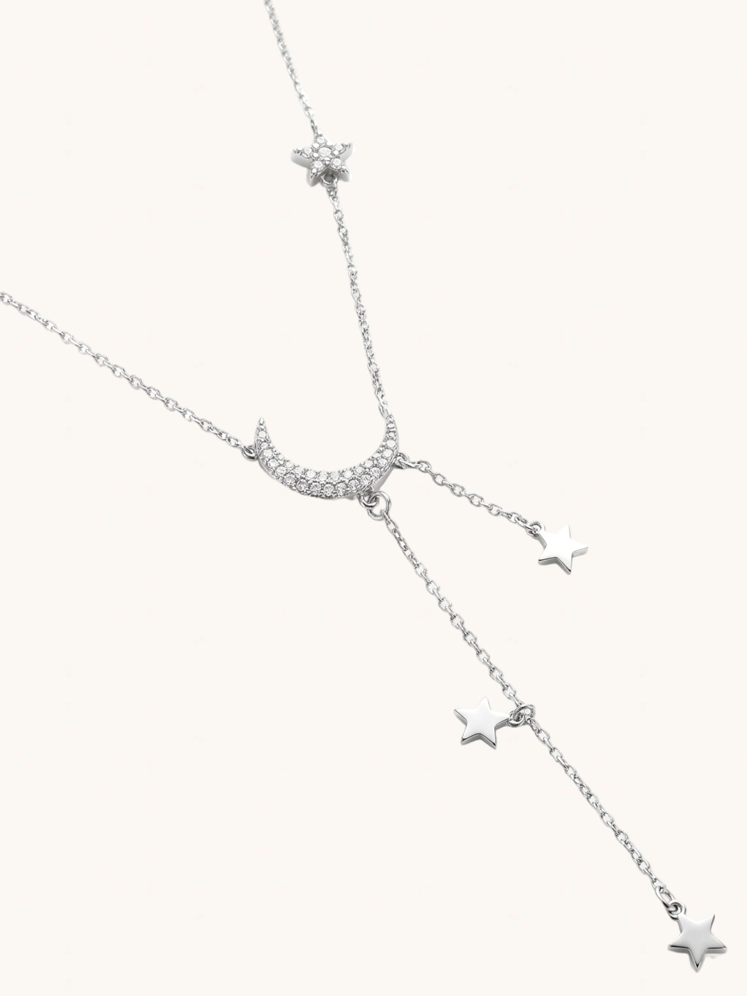 Closeup of Alia Lariat Necklace Adjustable Length 925 Sterling Silver 17 inches 2.1gms
