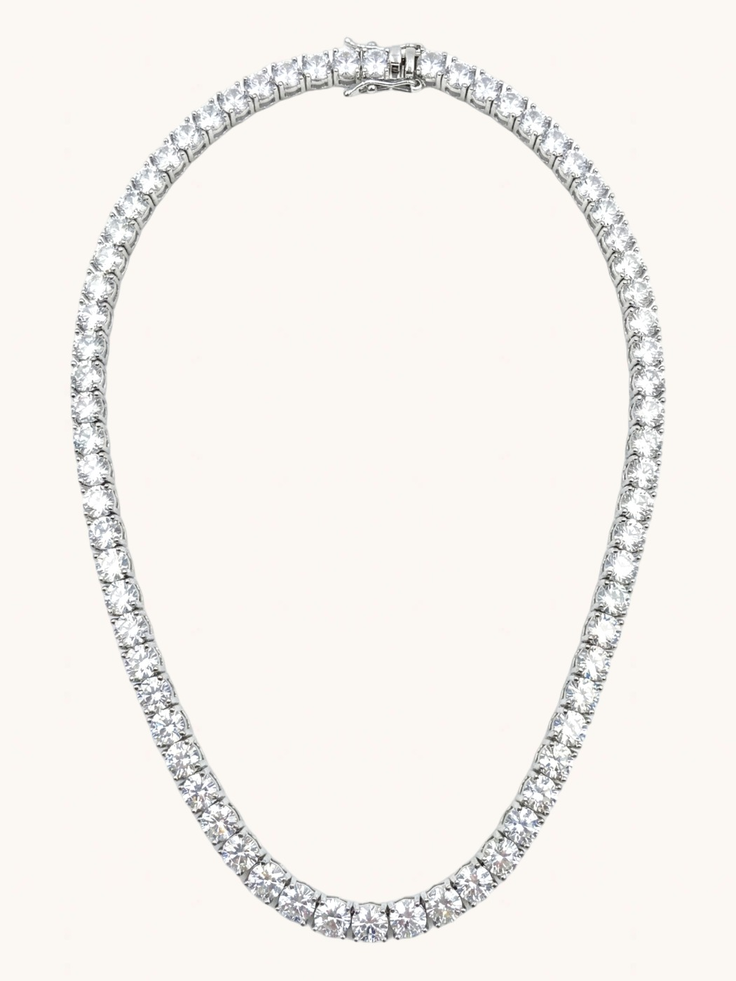 Front View of Vivienne Tennis Necklace in Plated Metal Comfort Fit Rhodium Brass 16 inches 30.3gms Mix