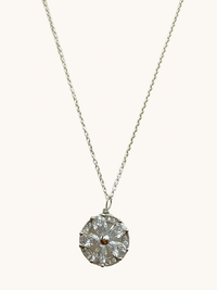 Front View of Zora Pendant Necklace in Rhodium Plated Metal Fixed Length 925 Sterling Silver Brass One Size 4gms