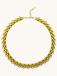 Front View of Clara Chunky Necklace in 18K Gold Plated Metal Adjustable Length 18k Steel | Hypoallergenic Tarnish Resistant Sweat Water Eco - Friendly 15 inches 56.2gms