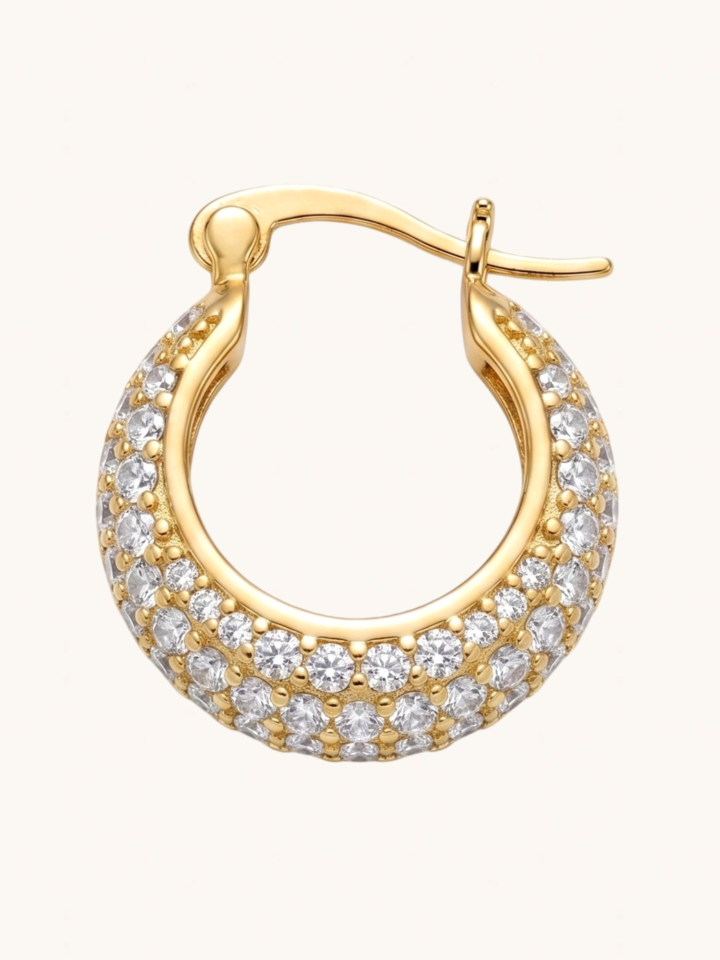 Closeup of Dina Hoops in 18k Gold Plated Metal Jewelry for Pierced Ears Brass One Size 5.5gms