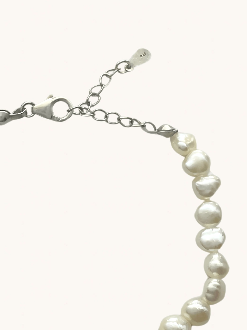 Rear View of Ariel Keshi Pearl Bracelet in 925 Sterling Silver Adjustable Length Metal Stone One Size 8.3gms