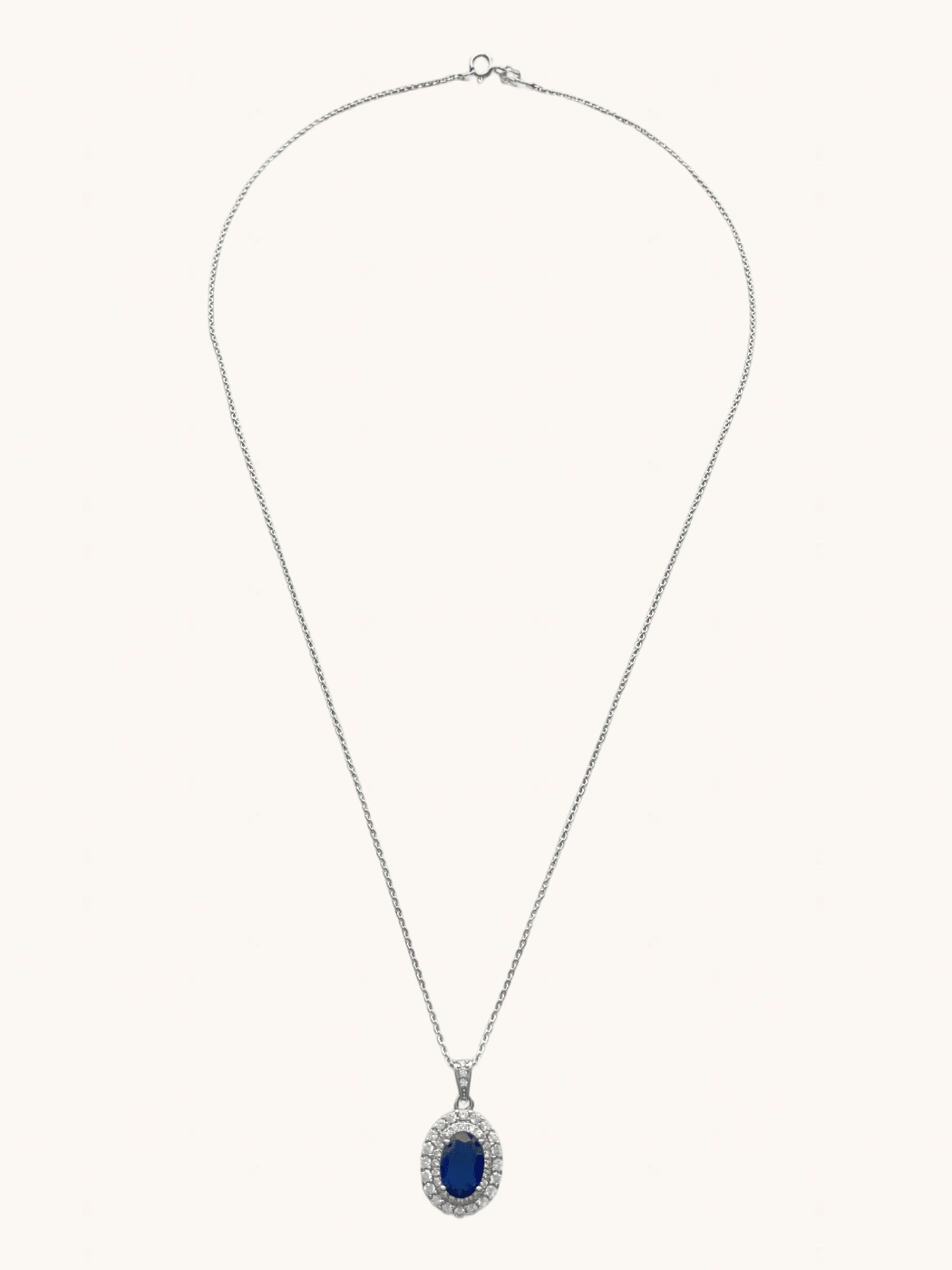 Rear View of Ayesha Necklace & Earrings Set in Sterling Silver- Blue Fixed Length 925 Silver Metal Stone One Size 9.1gms