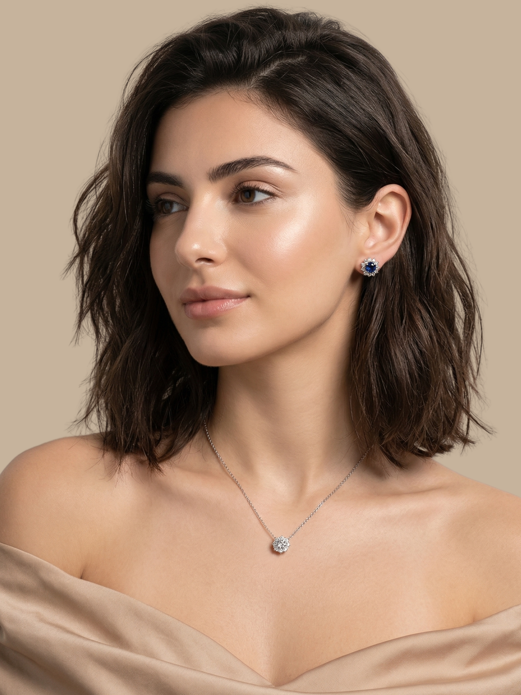 Alternate View of Model Wearing Bluestar Stud Earrings Jewelry for Pierced Ears 18k Gold Plated 925 Sterling Silver One Size 2.6gms