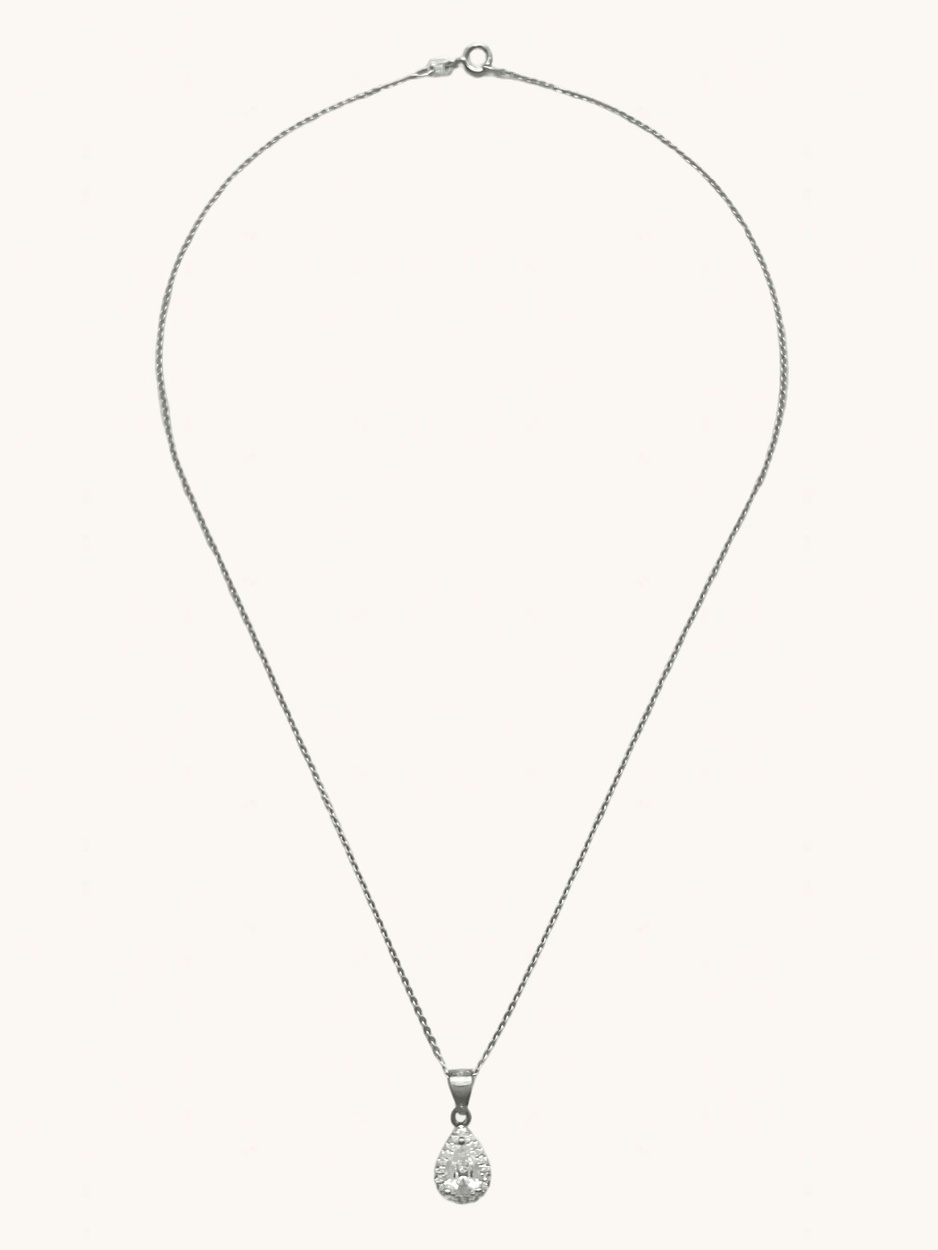 Rear View of Zia Drop Pendant Necklace & Stud Earring Set in Sterling Silver Fixed Length 925 Metal 4.8gms