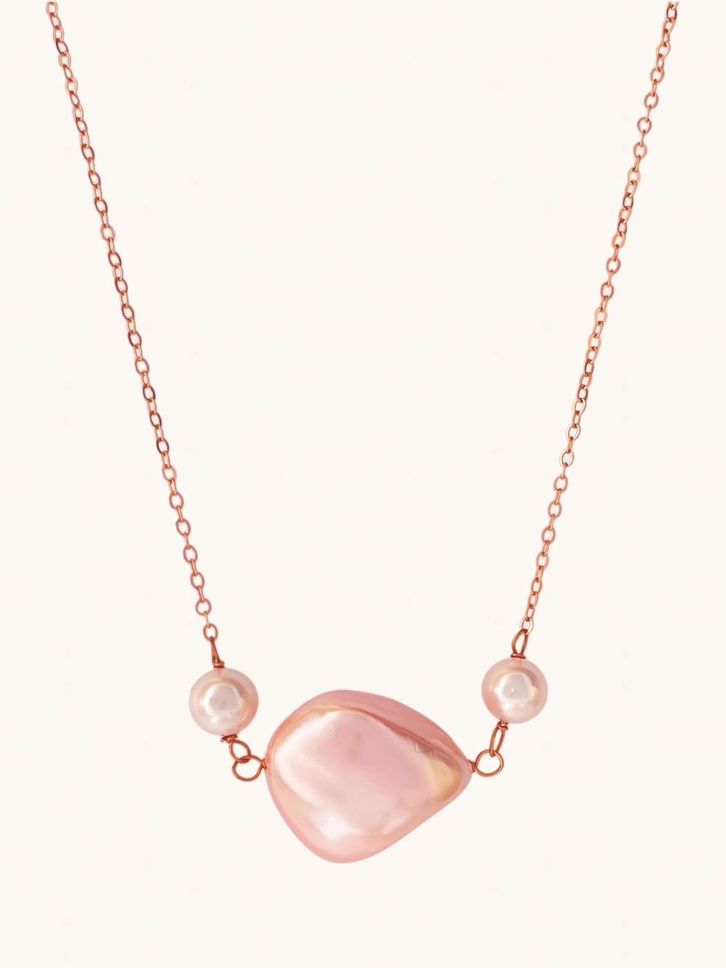 Front View of Mariah Pendant Necklace Adjustable Length 18k Rose Gold Plated 925 Sterling Silver Metal Stone One Size 8.4gms