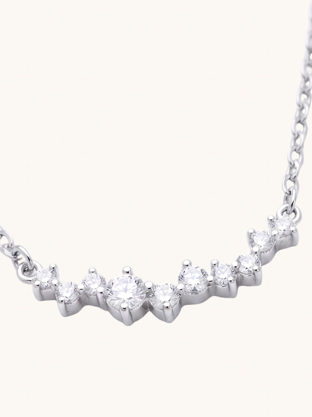 Closeup of The Regal Row Necklace-Silver Comfort Fit 925 Sterling Silver One Size 1gms
