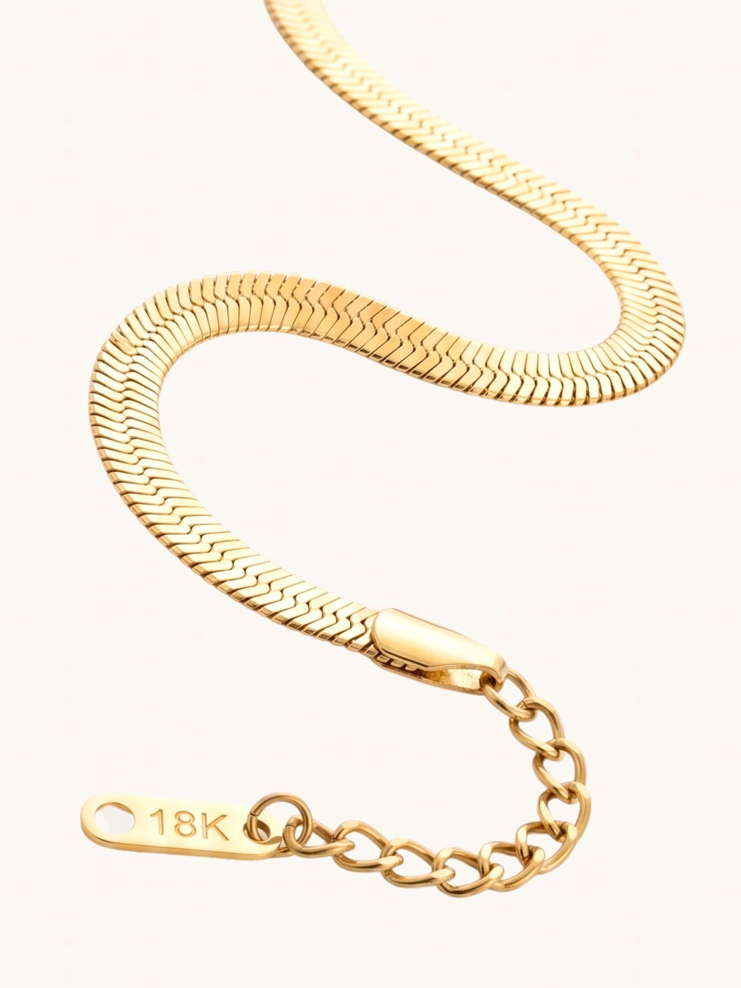 Rear View of Raia Waterproof Bracelet Adjustable Length 18k Gold Plated Steel | Hypoallergenic Tarnish Resistant Sweat Water Eco - Friendly One Size 3.5gms