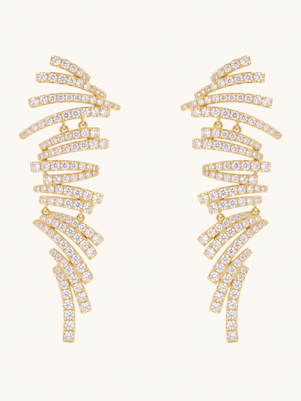 Front View of Ayla Chandelier Earrings Jewelry for Pierced Ears Gold Plated Copper 18k 925 Sterling Silver One Size 18gms