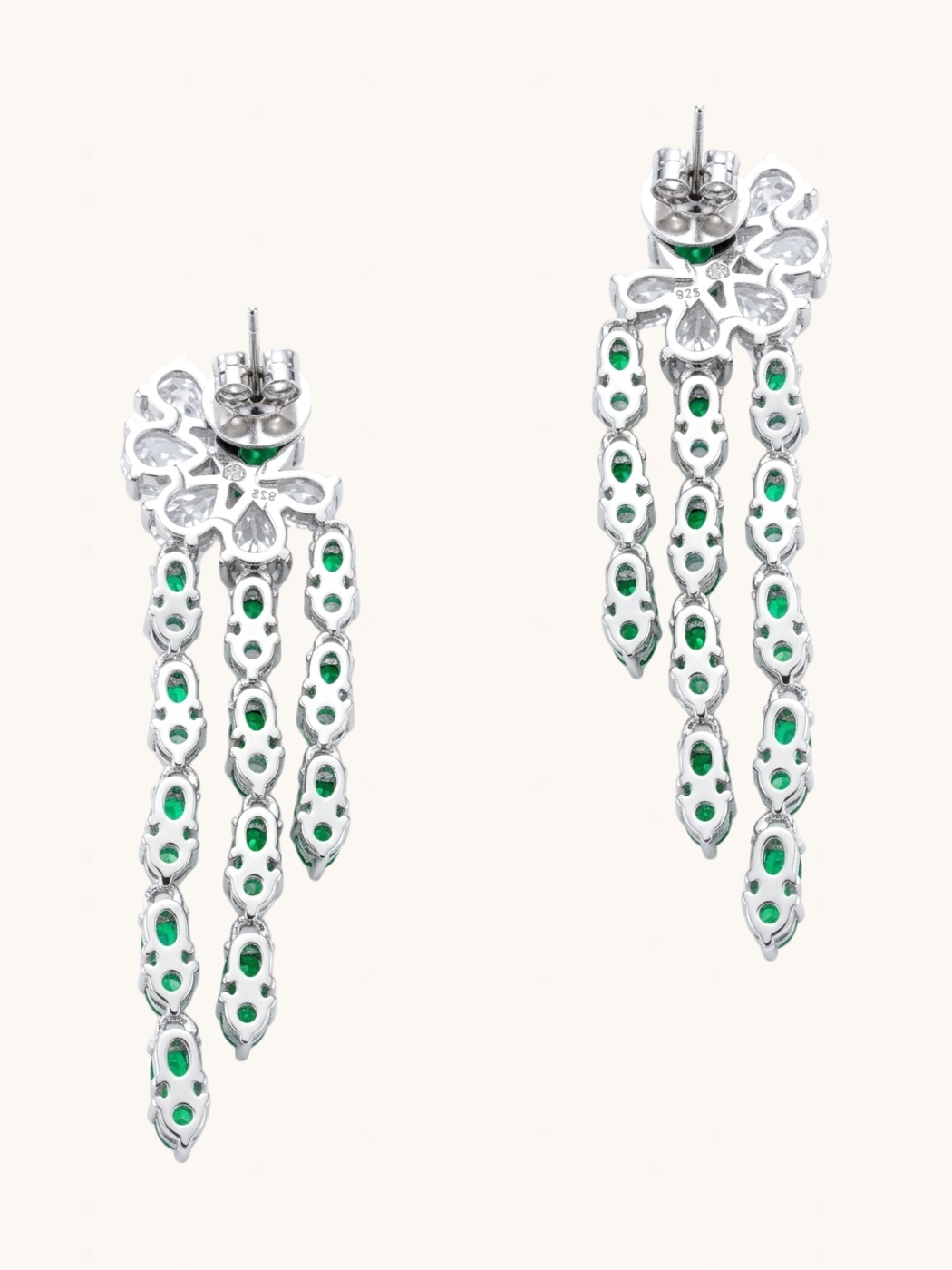 Rear View of Allesia Earrings Jewelry for Pierced Ears Rhodium Plated Brass 6 cm 15gms Mix Metal