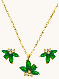 Front View of Jayda Pendant & Earrings in 18k Gold Plated Metal Jewelry for Pierced Ears Steel | Hypoallergenic Tarnish Resistant Sweat Water One Size 4gms Yellow