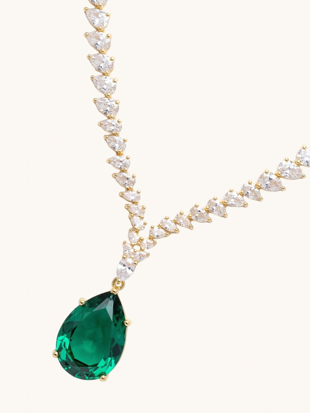 Closeup of Ivy Drop Necklace Set with Earrings in Gold Plated Metal Comfort Fit Brass One Size 40.7gms Mix