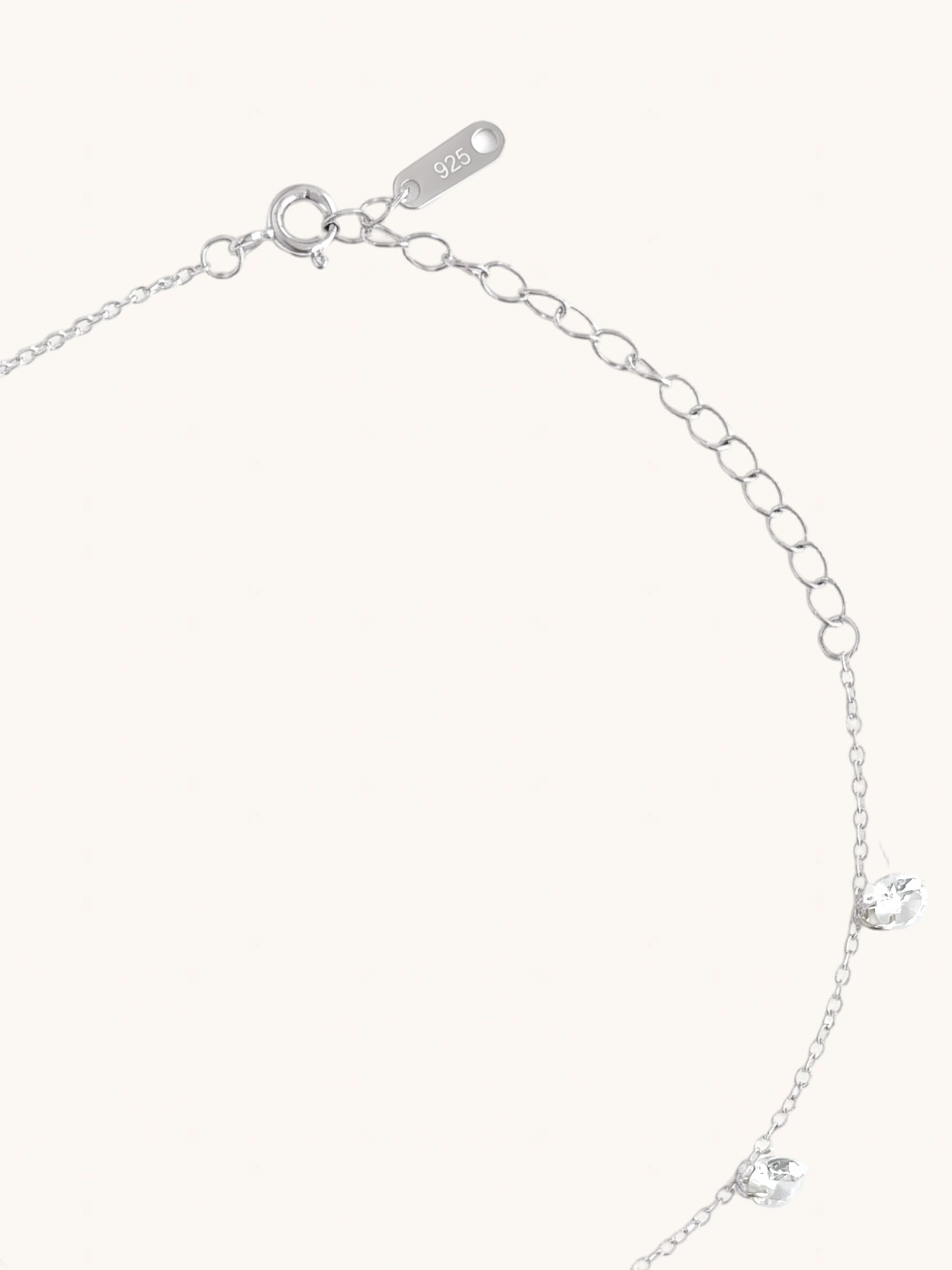 Rear View of Lumi Anklet Adjustable Length 925 Sterling Silver 8 inches 1.5gms