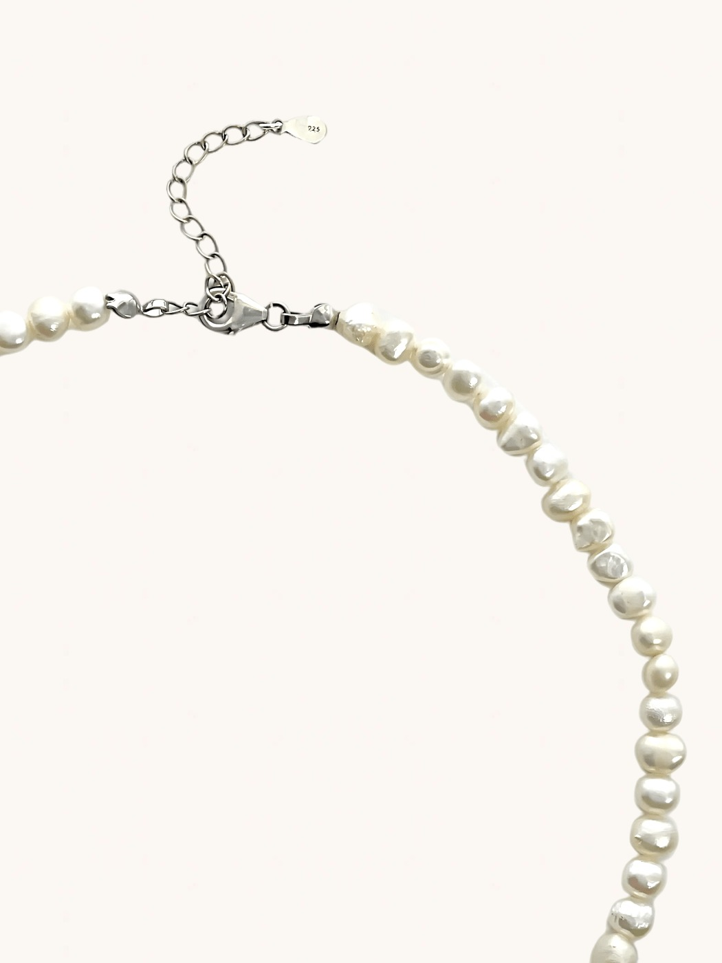 Rear View of Ariel Keshi Pearl Necklace in 925 Sterling Silver Adjustable Length Metal Stone One Size 16.7gms