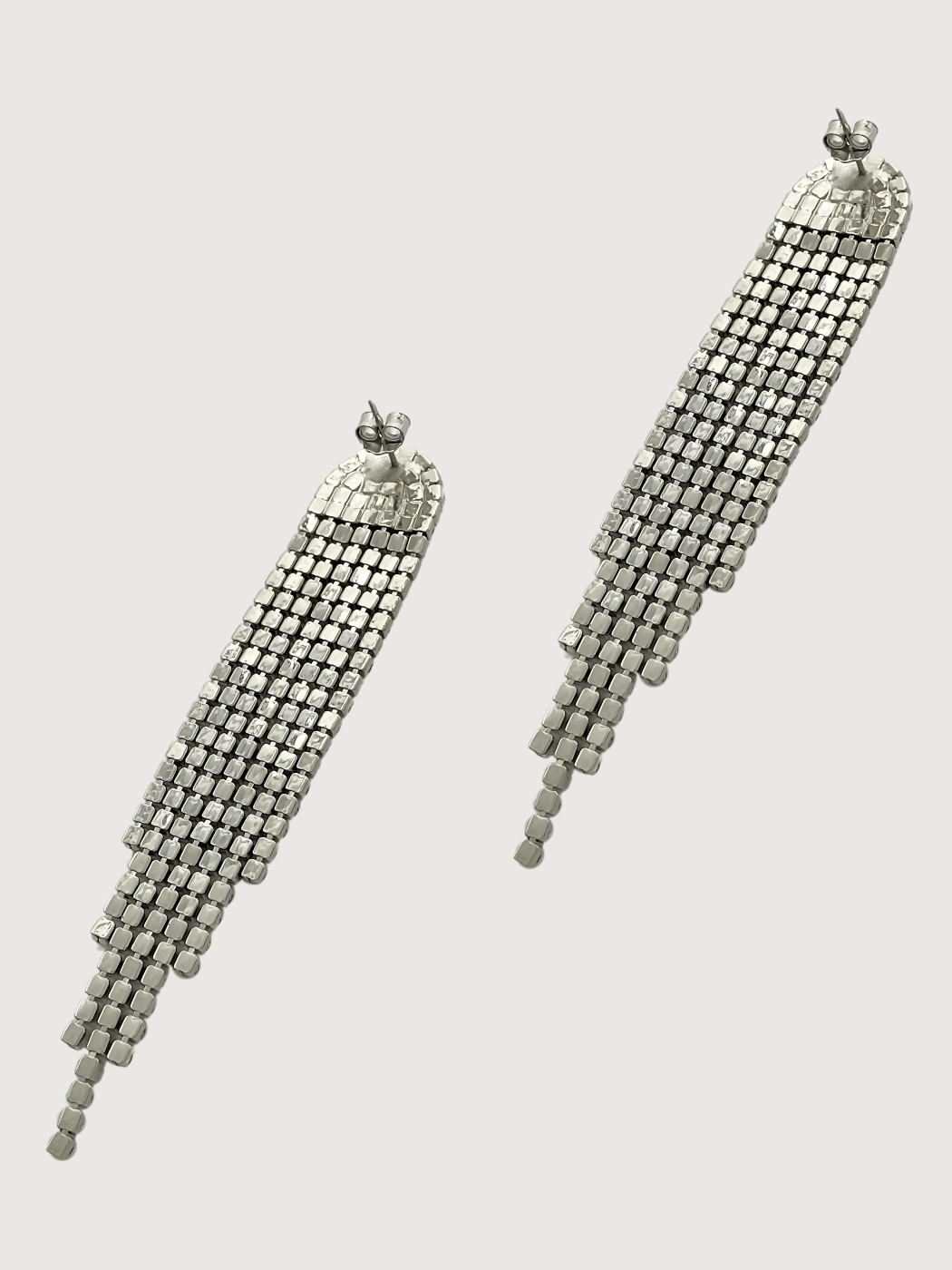 Rear View of Sally Shimmer Earrings in Rhodium Plated Metal Jewelry for Pierced Ears Copper 925 Sterling Silver Stone One Size 11gms